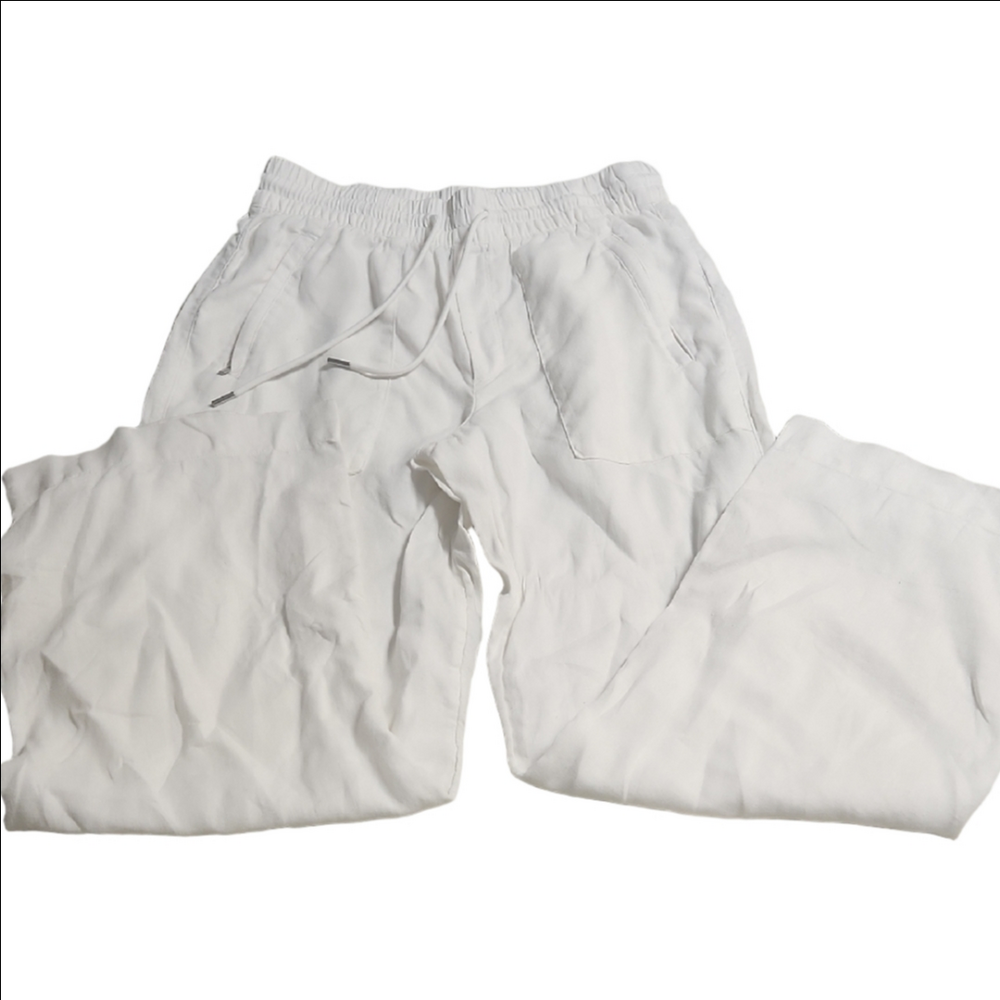 Athleta White Linen Jogger Pants, Size 2